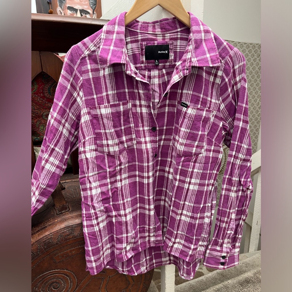 HURLEY flannel rare purple grape sz L